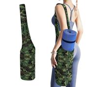 YHEGBFD Borsa portaoggetti per tappetino da yoga, stampa mimetica militare verde, per allenamenti a casa su tappeto, tappetino da yoga antiscivolo, tappetino da yoga pieghevole, borsa per tappetino da