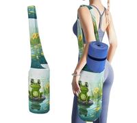YHEGBFD Borsa portaoggetti per tappetino da yoga, stampa rana in uno stagno, per allenamenti a casa su tappeto, tappetino da yoga antiscivolo, tappetino da yoga pieghevole, borsa per tappetino da yoga