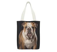 YHEGBFD Borsa tote in tela con stampa bulldog inglese, borsa a tracolla, borsa a tracolla riutilizzabile in tela con cerniera e tasca interna