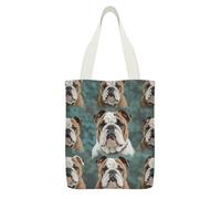 YHEGBFD Borsa tote in tela con stampa di bulldog inglese, borsa a tracolla, borsa a tracolla riutilizzabile in tela con cerniera e tasca interna