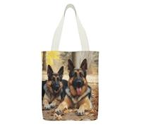 YHEGBFD Borsa tote in tela con stampa di cane pastore tedesco, borsa a tracolla, borsa in tela riutilizzabile con cerniera e tasca interna