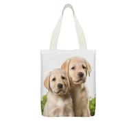 YHEGBFD Borsa tote in tela con stampa di cucciolo di labrador, borsa a tracolla, borsa a tracolla riutilizzabile in tela con cerniera e tasca interna