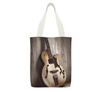 YHEGBFD Borsa tote in tela con stampa di immagini di chitarra, borsa a tracolla, borsa in tela riutilizzabile con cerniera e tasca interna