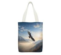 YHEGBFD Borsa tote in tela con stampa di montagne di aquila, borsa a tracolla, borse di tela riutilizzabili con cerniera e tasca interna