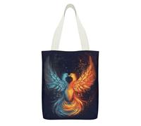 YHEGBFD Borsa tote in tela con stampa fenice del fuoco e dell'acqua, borsa a tracolla, borse di tela riutilizzabili con cerniera e tasca interna