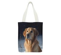 YHEGBFD Borsa tote in tela con stampa Golden Retriever, borsa a tracolla, borsa in tela riutilizzabile con cerniera e tasca interna