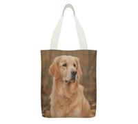 YHEGBFD Borsa tote in tela con stampa Golden Retriever, borsa a tracolla, borsa in tela riutilizzabile con cerniera e tasca interna