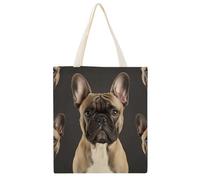 YHEGBFD Borse di tela, Borsa di totalizzatore con stampa Bulldog francese, borsa di tela, borse della spesa riutilizzabili, borsa di totalizzatore estetica della tela