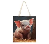 YHEGBFD Borse di tela, borsa di totalizzatore della stampa del maiale sveglio sciocco, borsa di tela, borse della spesa riutilizzabili, borsa di totalizzatore estetica della tela