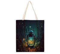 YHEGBFD Borse di tela, lucciole e lanterna stampa Tote Bag, borsa di tela, borse della drogheria riutilizzabili, borsa di totalizzatore estetica della tela