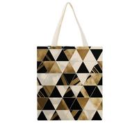 YHEGBFD Borse di tela, moda moderna nero bianco oro triangoli stampa Tote Bag,borsa di tela, borse della spesa riutilizzabili, tela estetica Tote Bag