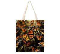 YHEGBFD Borse di tela, mucchi di arancione monarca farfalle stampa Tote Bag, borsa di tela, borse della spesa riutilizzabili, tela estetica Tote Bag