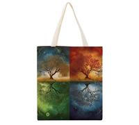 YHEGBFD Borse di tela, quattro stagioni albero della vita stampa Tote Bag, borsa di tela, borse della drogheria riutilizzabili, tela estetica Tote Bag