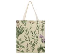 YHEGBFD Borse in tela, borsa di tela con stampa di foglie di salvia e rami di fiori verdi, borsa di tela, borse della spesa riutilizzabili, borsa di totalizzatore estetica della tela