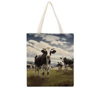 YHEGBFD Borse in tela, borsa di tela stampata con immagini di mucca della fattoria, borsa di tela, borse della spesa riutilizzabili, borsa di totalizzatore estetica della tela