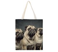 YHEGBFD Borse in tela, divertente stampa di cane carlino, borsa di tela, borse della spesa riutilizzabili, borsa di tela estetica, 38 x 41 cm