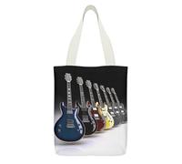 YHEGBFD Borse tote, borse di tela con stampa di chitarra elettrica, borsa a tracolla, borse di tela riutilizzabili con cerniera e tasca interna