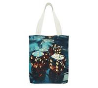YHEGBFD Borse tote, borse di tela di canapa con stampa grafica di dadi, borsa a tracolla, borse di tela riutilizzabili con cerniera e tasca interna