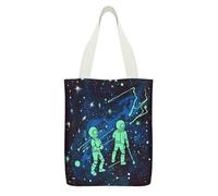 YHEGBFD Borse tote, Glow in The Dark Print Canvas Tote Bags, borsa a tracolla, borse di tela riutilizzabili con cerniera e tasca interna