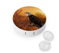 YHEGBFD Caso dello spettacolo,Caso di lenti a contatto Golden Sunset Bald Eagle,cassa portatile delle lenti a contatto,Scatola di lenti a contatto con specchio