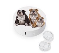 YHEGBFD Caso dello spettacolo,Cassa dell'obiettivo del contatto di Bulldogs inglesi,cassa portatile delle lenti a contatto,Scatola di lenti a contatto