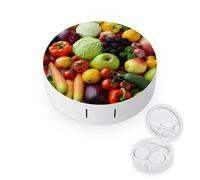 YHEGBFD Caso dello spettacolo,Cassa di lenti a contatto di frutta e verdura,Custodia portatile per lenti a contatto,Scatola per lenti a contatto con specchio