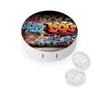 YHEGBFD Caso dello spettacolo,Custodia per lenti a contatto Hip Hop Graffiti,Cassa portatile per lenti a contatto,Scatola per lenti a contatto con specchio