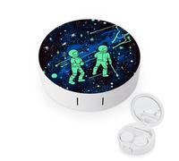 YHEGBFD Caso dello spettacolo,Glow in The Dark Contact Lens Case,Portable Contact Lens Case,Contact Lens Box with Mirror