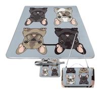 YHEGBFD Coperta da picnic con bulldog francese, tappetino da picnic pieghevole e compatto, coperta da spiaggia per primavera, estate, campeggio, parco, viaggi, coperta portatile da campeggio