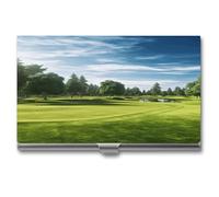 YHEGBFD Custodia in metallo per biglietti da visita, porta biglietti da visita con stampa campo da golf, porta biglietti da visita, custodia sottile per biglietti da visita per uomini e donne