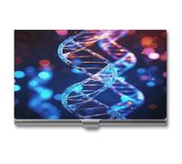 YHEGBFD Custodia in metallo per biglietti da visita, porta biglietti da visita DNA Genetic Helix, porta biglietti da visita, sottile custodia per biglietti da visita per uomini e donne