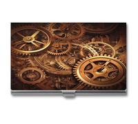 YHEGBFD Custodia per biglietti da visita in metallo, con stampa di ingranaggi Steampunk, porta biglietti da visita, sottile custodia per biglietti da visita per uomini e donne