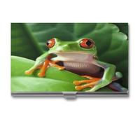 YHEGBFD Custodia per biglietti da visita in metallo, con stampa di rana, porta biglietti da visita, sottile custodia per biglietti da visita, per uomini e donne