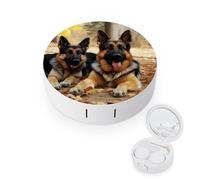 YHEGBFD Custodia per occhiali, custodia per lenti a contatto con cane pastore tedesco, custodia per lenti a contatto, scatola per lenti a contatto con specchio