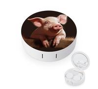 YHEGBFD Custodia per occhiali, Custodia per lenti a contatto con maiale sveglio sciocco,Custodia per lenti a contatto,Scatola per lenti a contatto con specchio