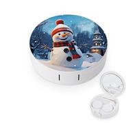 YHEGBFD Custodia per occhiali, Custodia per lenti a contatto con pupazzo di neve felice, custodia per lenti a contatto portatile,Scatola per lenti a contatto