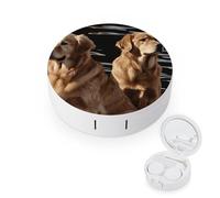 YHEGBFD Custodia per occhiali, Custodia per lenti a contatto Golden Retrievers, custodia portatile per lenti a contatto, scatola per lenti a contatto con specchio