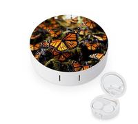 YHEGBFD Custodia per occhiali, Mucchi di Orange Monarch Butterflies Custodia per lenti a contatto,Custodia per lenti a contatto,Scatola per lenti a contatto con specchio