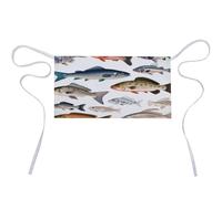 YHEGBFD Grembiule da cucina, con stampa di pesci diversi, per donne, cameriere, grembiule corto, unisex, con tasche