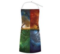 YHEGBFD Grembiule per adulti per uomini e donne, quattro stagioni, albero della vita, professionale, per cucinare, con tasche, grembiule regolabile con stampa, grazioso grembiule, 70 x 80 cm