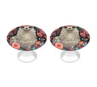 YHEGBFD Manopole rotonde, graziose manopole per comò con stampa floreale lama, maniglia per cassetti, manopole decorative, manopole per armadi con viti