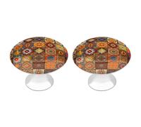 YHEGBFD Manopole rotonde,Gruppo di manopole per cassettiere con stampa geometrica marocchina,Maniglia per cassetti,Manopole decorative,Pomelli per armadi con viti