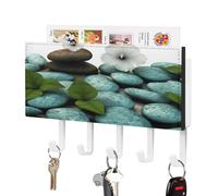 YHEGBFD Portachiavi da parete, con stampa di fiori zen, portachiavi da parete, organizer per posta con ganci, portachiavi a parete e porta posta