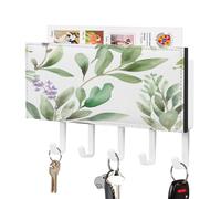 YHEGBFD Portachiavi da parete, motivo floreale verde con stampa di erbe aromatiche, organizer per posta con ganci, portachiavi a parete e porta posta