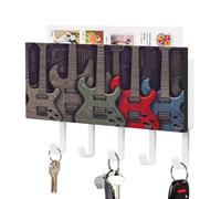 YHEGBFD Portachiavi da parete,Portachiavi da parete con stampa a forma di chitarra,Organizer per posta con ganci,Portachiavi a parete e porta posta