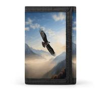 YHEGBFD Portafoglio, Eagle Mountains Trifold Portafoglio, portafoglio con portachiavi, blocco Trifold portafoglio elegante e sottile per uomini e donne, aquila montagne, taglia unica, moderno