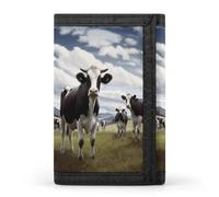 YHEGBFD Portafoglio, Farm Cow Pictures, portafoglio a tre pieghe, portafoglio con portachiavi, portafoglio a tre ante con blocco elegante e sottile, per uomini e donne, immagini di mucche della