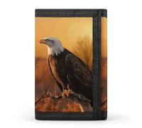 YHEGBFD Portafoglio, Golden Sunset Bald Eagle Trifold Portafoglio, portafoglio con portachiavi, blocco portafoglio a tre ante elegante e sottile per uomini e donne, Golden Sunset Bald Eagle, taglia