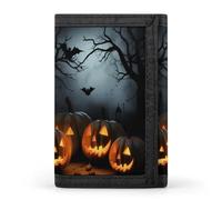 YHEGBFD Portafoglio, Halloween con zucche, portafoglio a tre pieghe, portafoglio con portachiavi, portafoglio a tre ante con blocco elegante e sottile per uomini e donne, Halloween con zucche, taglia
