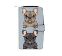 YHEGBFD Portafoglio in pelle con stampa bulldog francese portafogli elegante portafoglio con cerniera portafoglio per uomo donna portafoglio tasca in vera pelle, 19,7 x 11 x 3,5 cm, bulldog francese